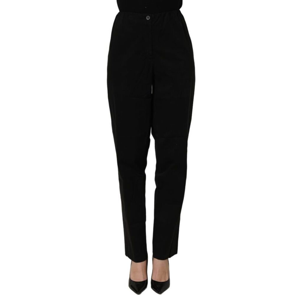 QL2 Black High-Waisted Straight Chino Women Trouser Women's Pants
